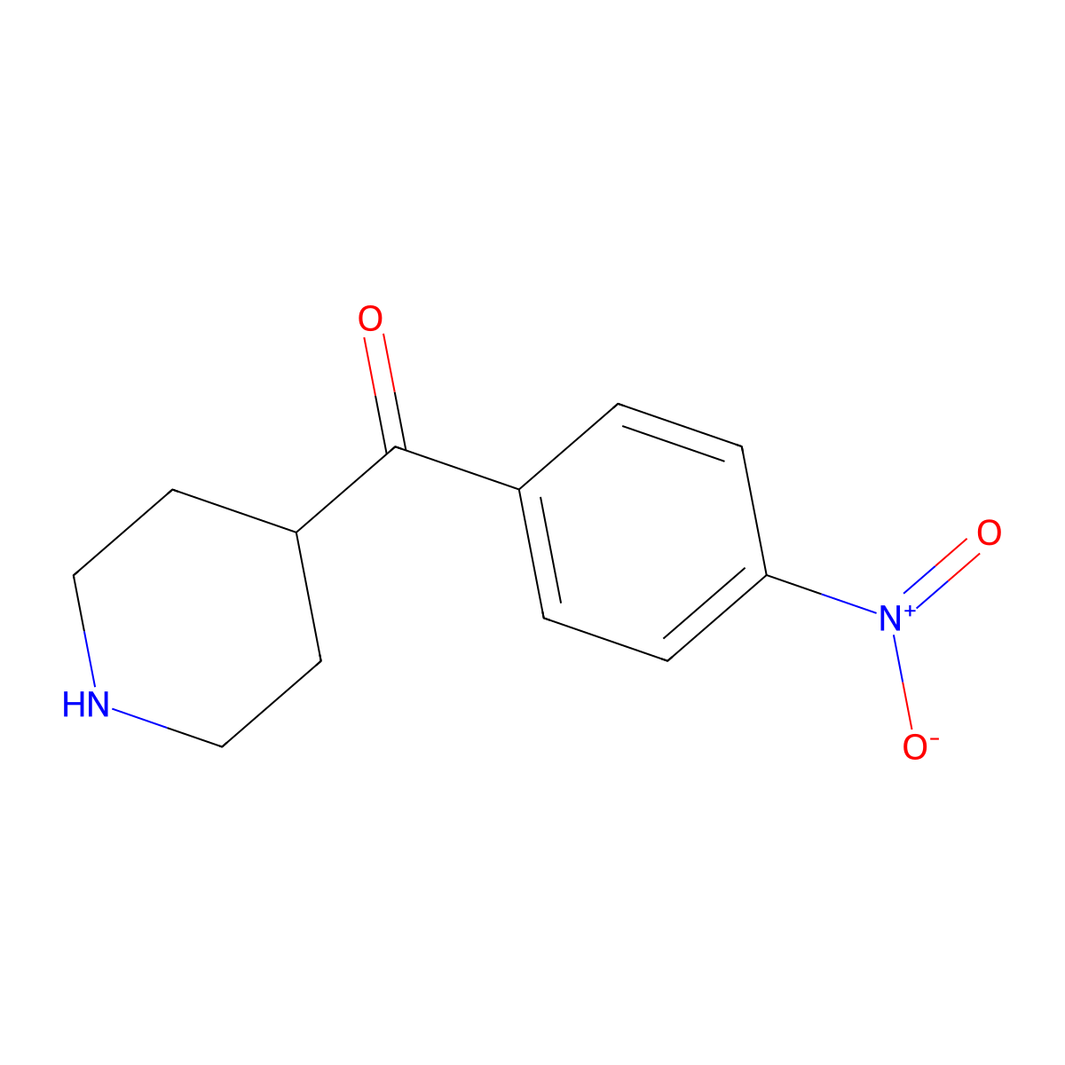 (4-Nitrophenyl)(piperidin-4-yl)methanone molecular structure, CAS 145851-04-3
