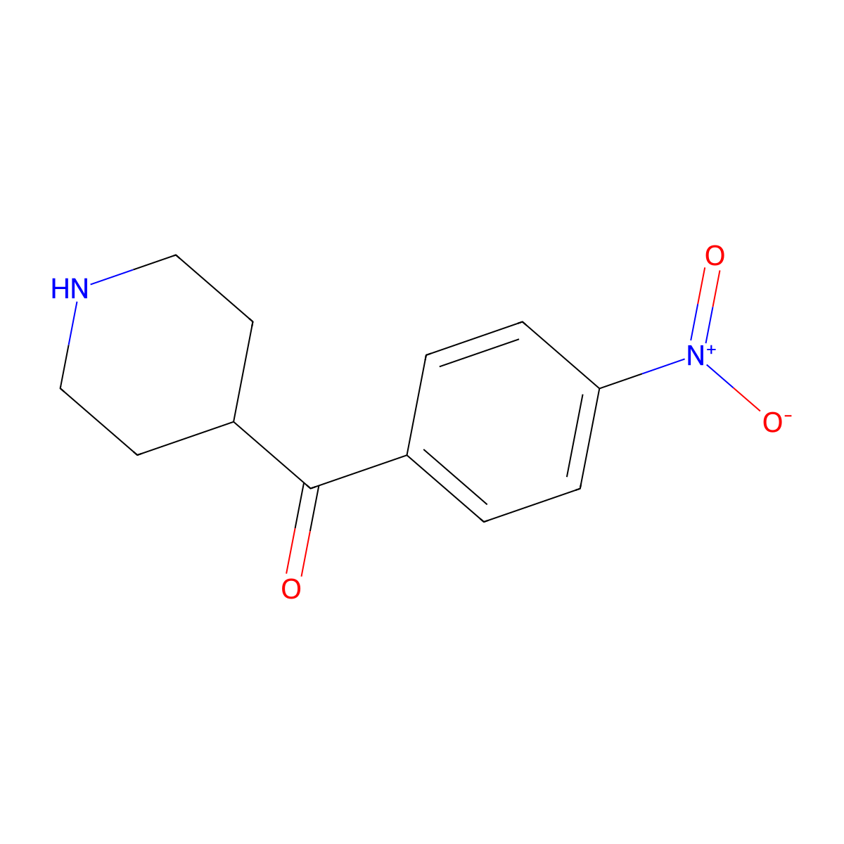 (4-Nitrophenyl)(piperidin-4-yl)methanone molecular structure, CAS 145851-04-3