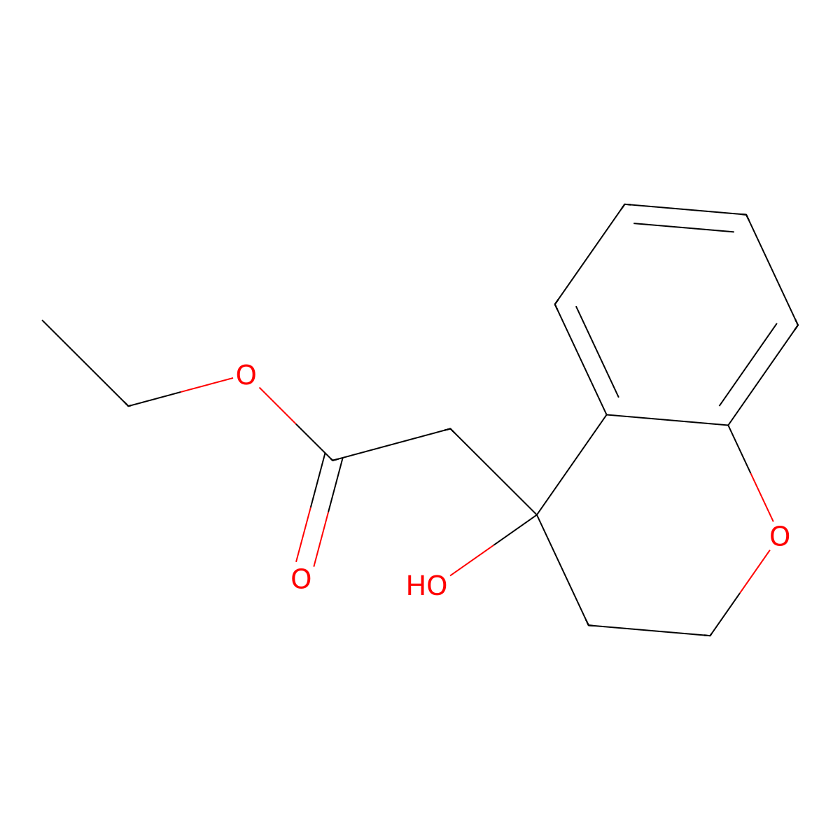 ethyl 2-(4-hydroxy-3,4-dihydro-2H-1-benzopyran-4-yl)acetate molecular structure, CAS 1458514-25-4