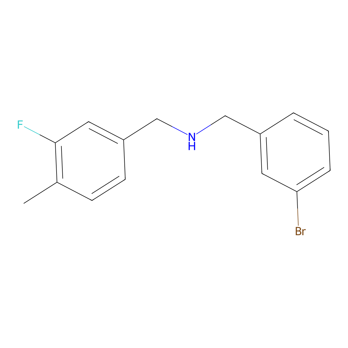 [(3-Bromophenyl)methyl][(3-fluoro-4-methylphenyl)methyl]amine molecular structure, CAS 1458585-05-1