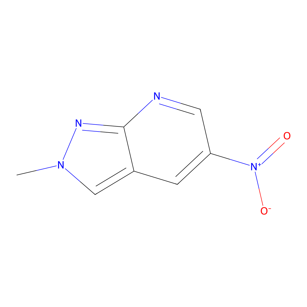 2-methyl-5-nitro-2H-pyrazolo[3,4-b]pyridine molecular structure, CAS 1458593-49-1