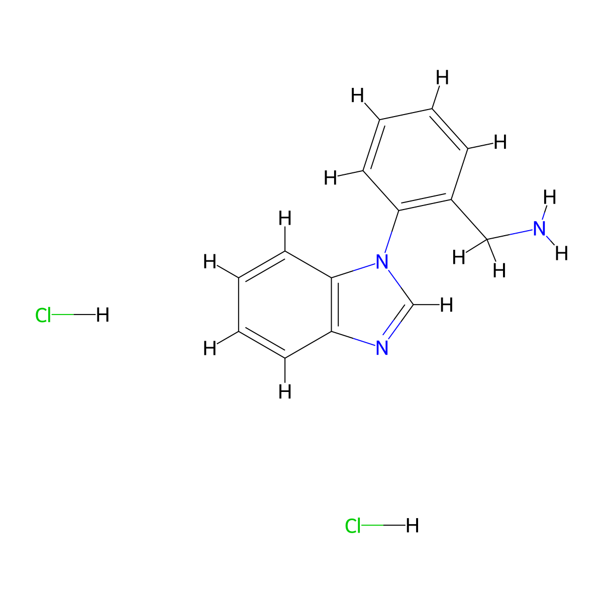 [2-(1H-1,3-benzodiazol-1-yl)phenyl]methanamine dihydrochloride molecular structure, CAS 1458593-59-3