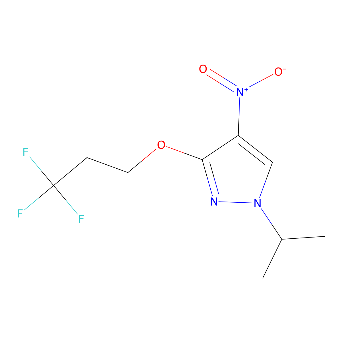 4-nitro-1-(propan-2-yl)-3-(3,3,3-trifluoropropoxy)-1H-pyrazole molecular structure, CAS 1458593-61-7