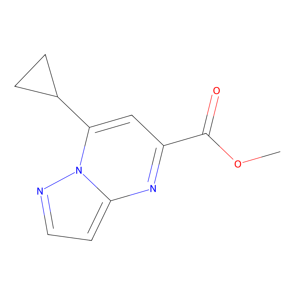 Methyl 7-cyclopropylpyrazolo[1,5-a]pyrimidine-5-carboxylate molecular structure, CAS 1458593-65-1