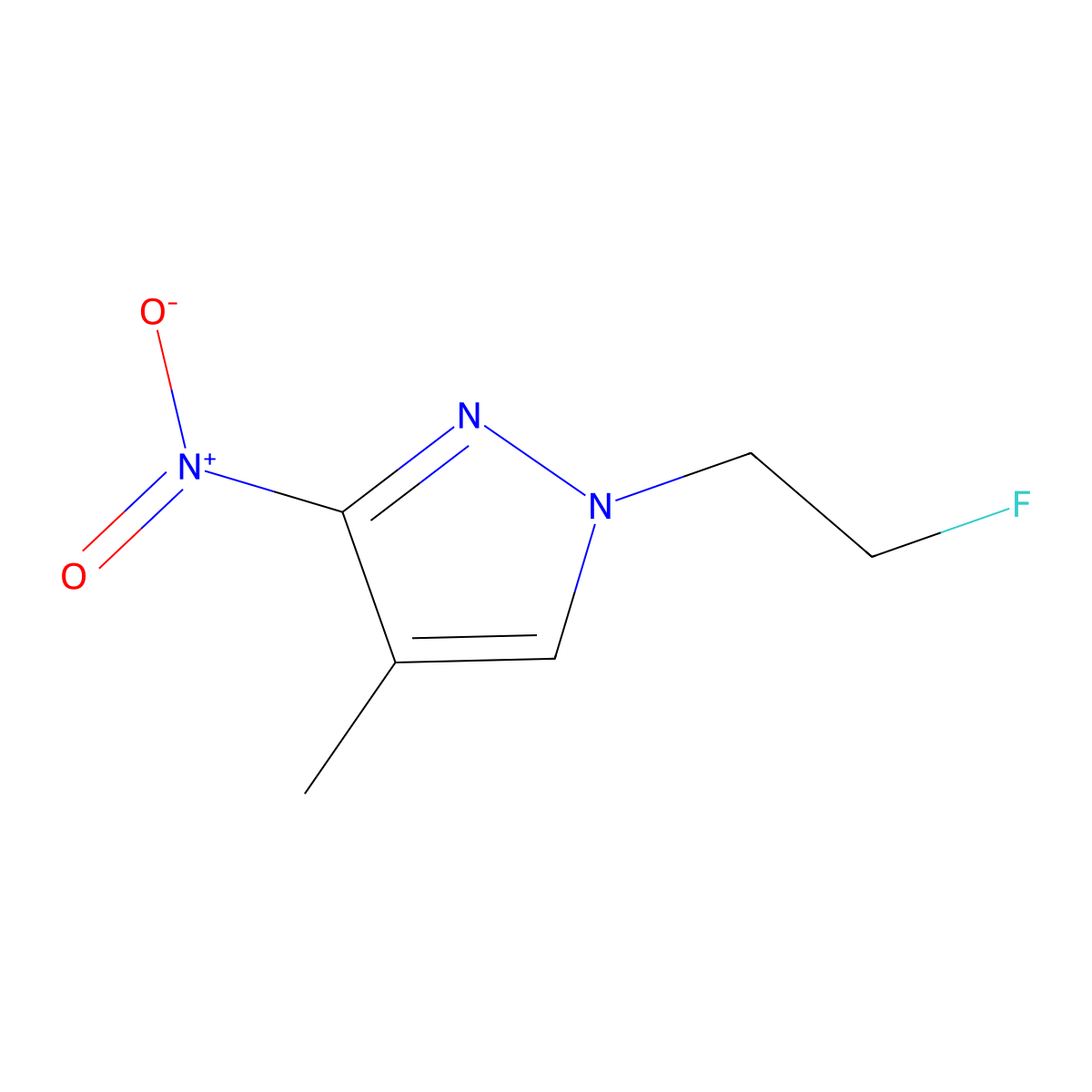1-(2-fluoroethyl)-4-methyl-3-nitro-1H-pyrazole molecular structure, CAS 1458593-67-3