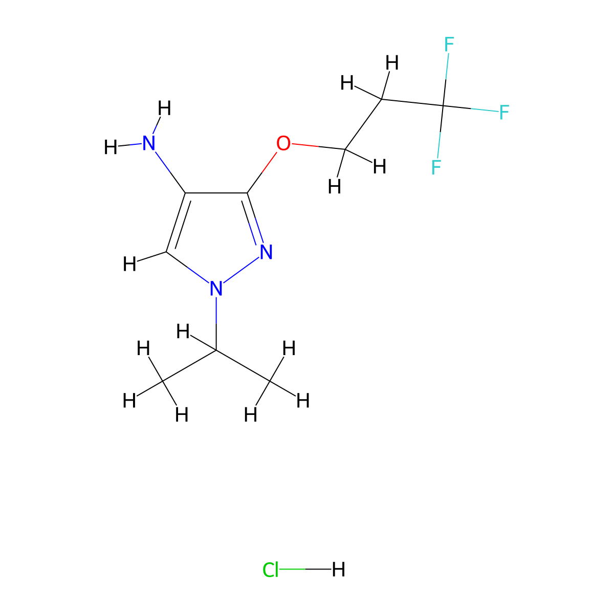 1-(propan-2-yl)-3-(3,3,3-trifluoropropoxy)-1H-pyrazol-4-amine hydrochloride molecular structure, CAS 1458593-71-9