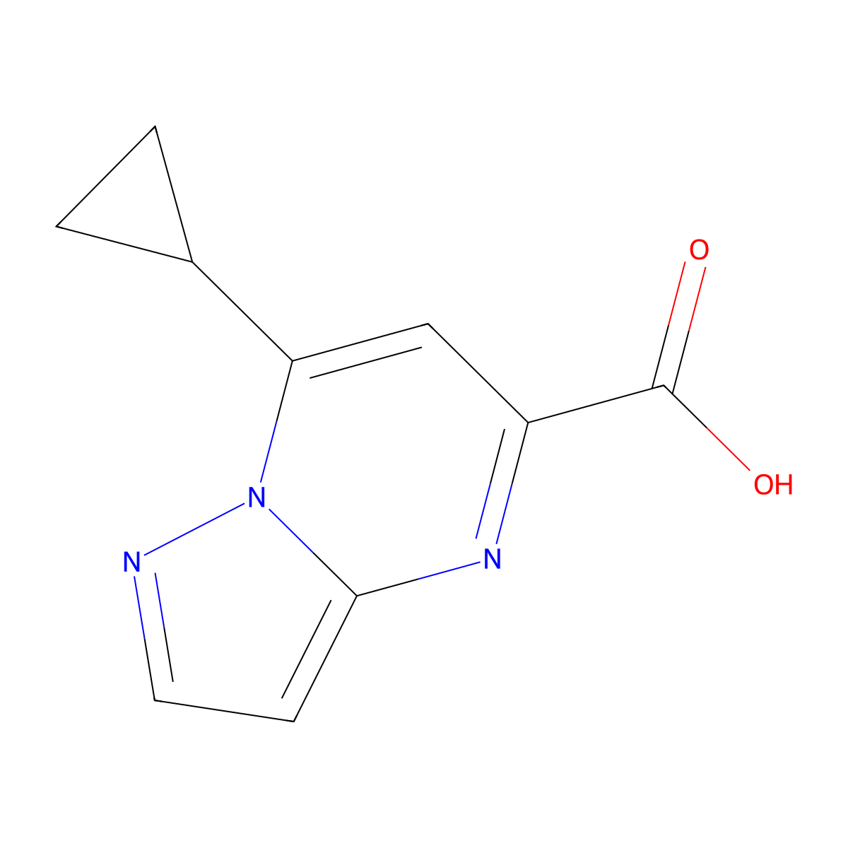 7-Cyclopropylpyrazolo[1,5-a]pyrimidine-5-carboxylic acid molecular structure, CAS 1458593-81-1