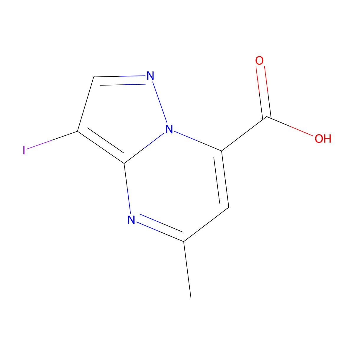 3-Iodo-5-methylpyrazolo[1,5-a]pyrimidine-7-carboxylic acid molecular structure, CAS 1458593-85-5