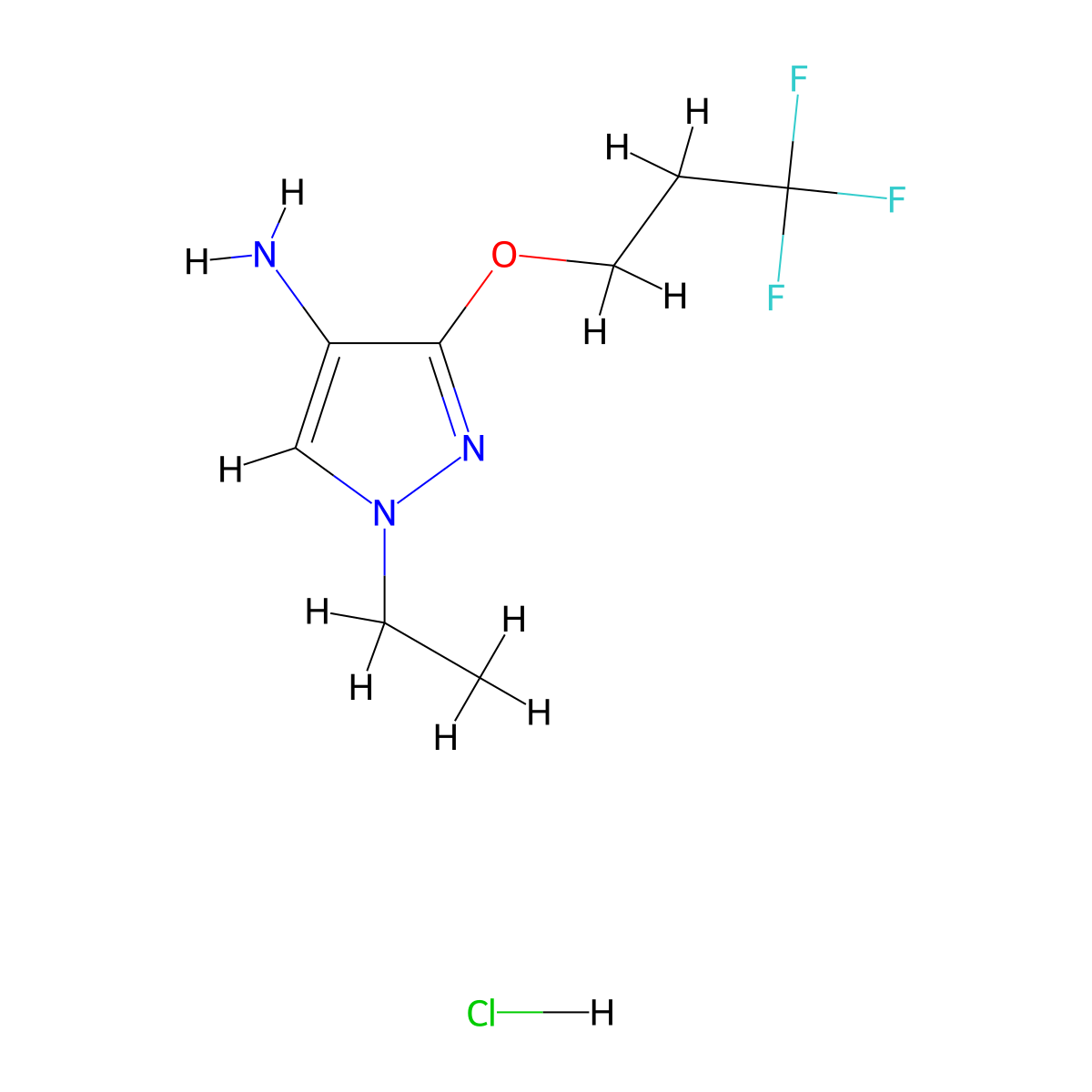 1-Ethyl-3-(3,3,3-trifluoropropoxy)-1H-pyrazol-4-amine hydrochloride molecular structure, CAS 1458593-92-4
