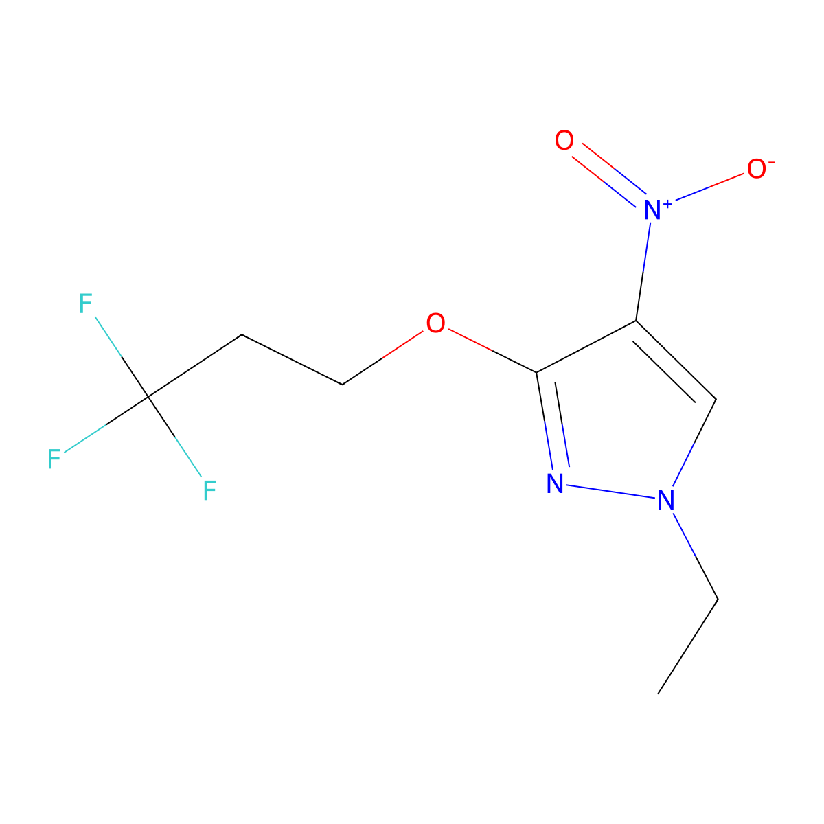 1-ethyl-4-nitro-3-(3,3,3-trifluoropropoxy)-1H-pyrazole molecular structure, CAS 1458593-95-7