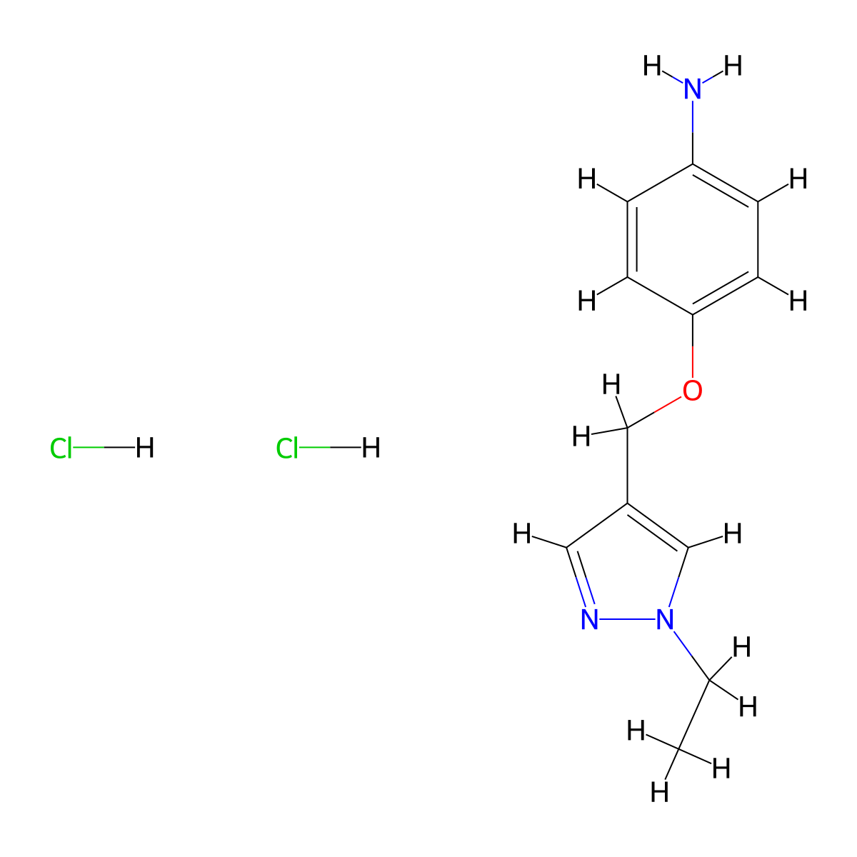 4-[(1-Ethyl-1H-pyrazol-4-yl)methoxy]aniline dihydrochloride molecular structure, CAS 1458615-93-4
