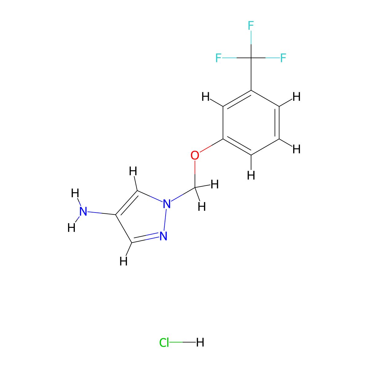 1-{[3-(Trifluoromethyl)phenoxy]methyl}-1H-pyrazol-4-amine hydrochloride molecular structure, CAS 1458615-97-8