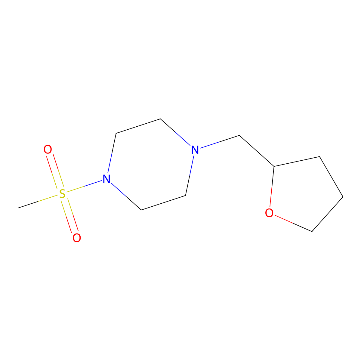 1-Methanesulfonyl-4-(oxolan-2-ylmethyl)piperazine molecular structure, CAS 1458623-11-4