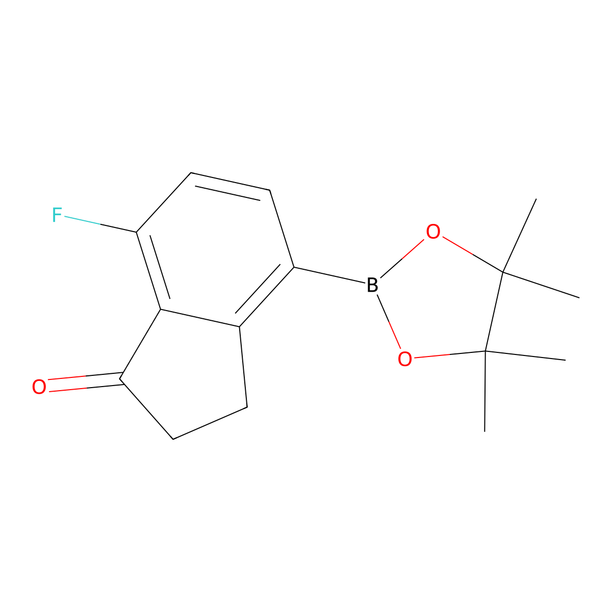 7-fluoro-4-(4,4,5,5-tetramethyl-1,3,2-dioxaborolan-2-yl)-2,3-dihydro-1H-inden-1-one molecular structure, CAS 1458653-00-3