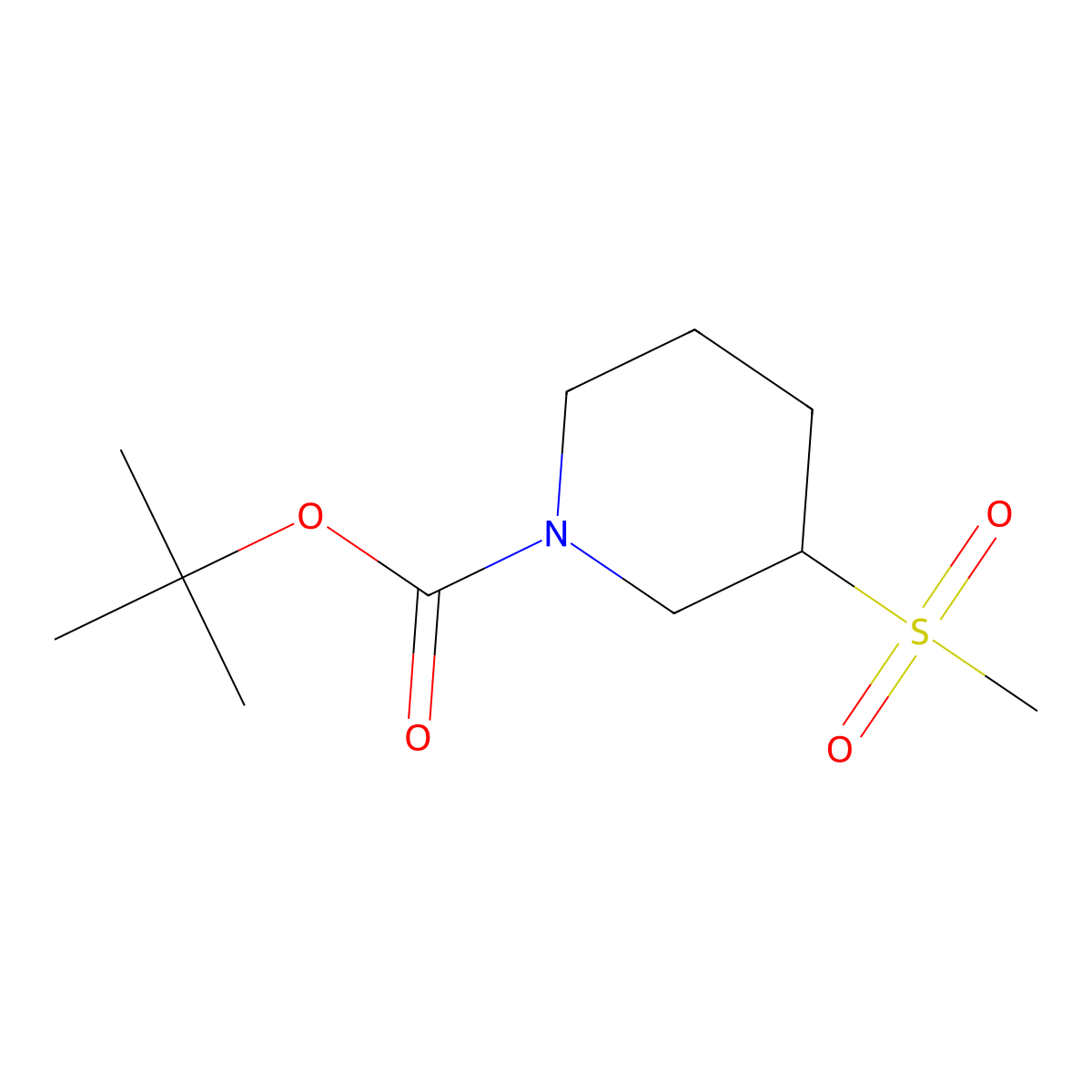 Tert-butyl 3-(methylsulfonyl)piperidine-1-carboxylate molecular structure, CAS 1458653-08-1