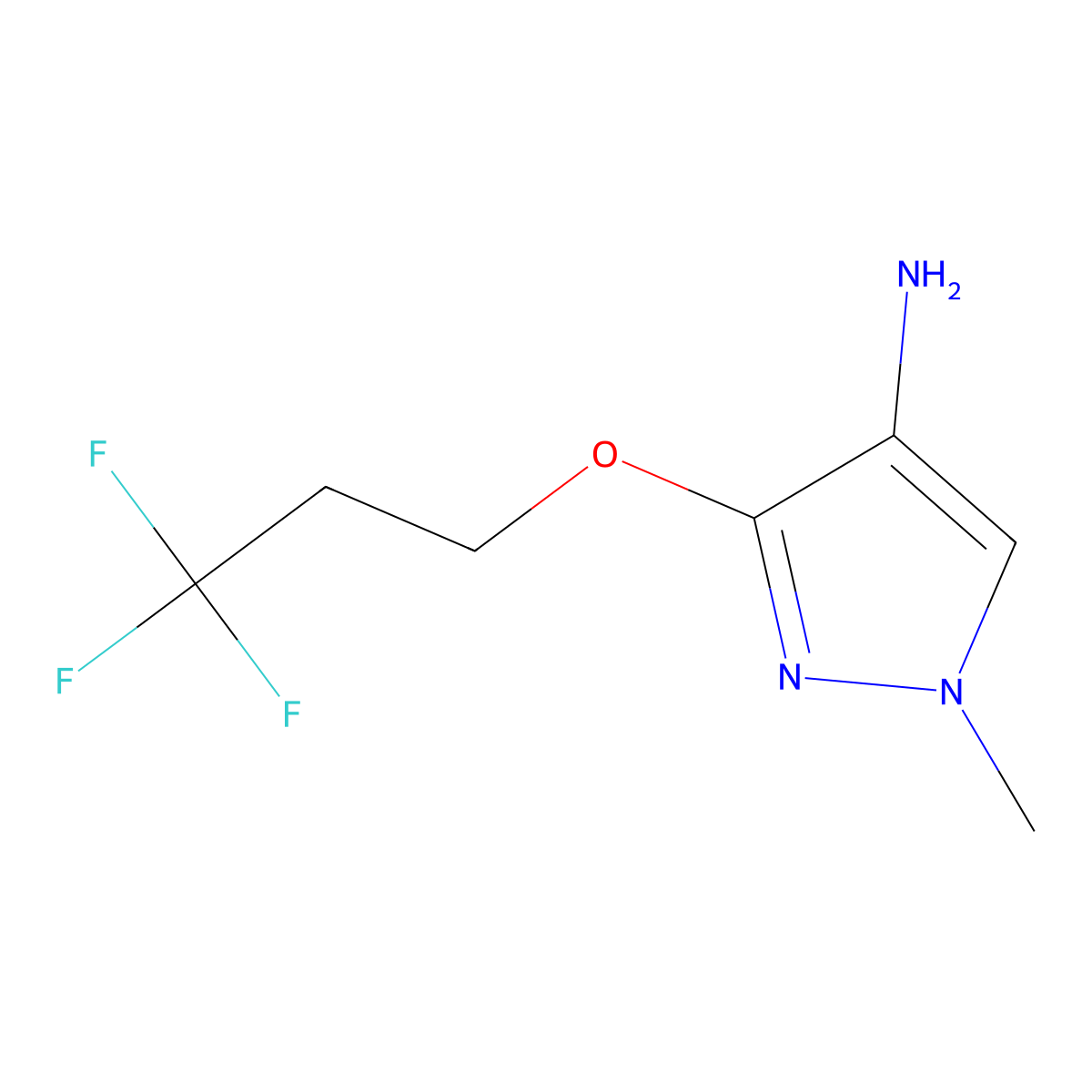 1-methyl-3-(3,3,3-trifluoropropoxy)-1H-pyrazol-4-amine molecular structure, CAS 1458775-70-6