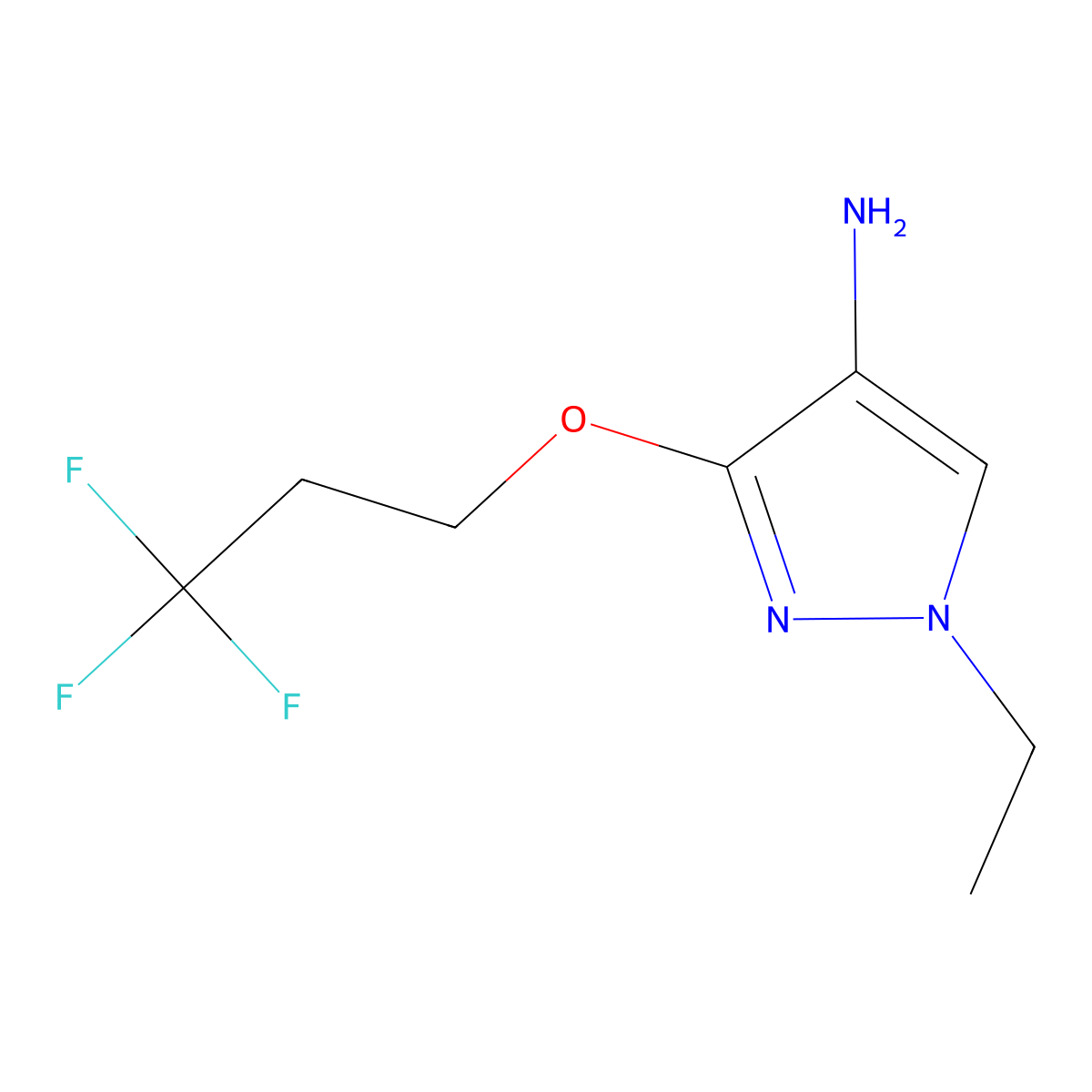 1-ethyl-3-(3,3,3-trifluoropropoxy)-1H-pyrazol-4-amine molecular structure, CAS 1458775-71-7