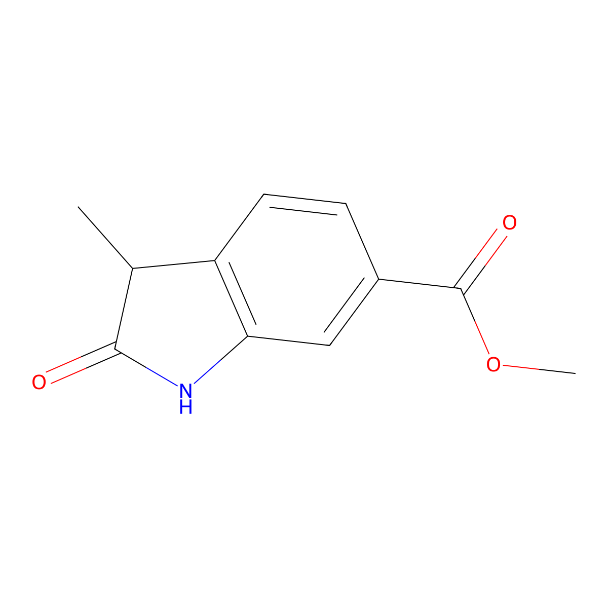 Methyl 3-methyl-2-oxo-2,3-dihydro-1H-indole-6-carboxylate molecular structure, CAS 1458776-85-6