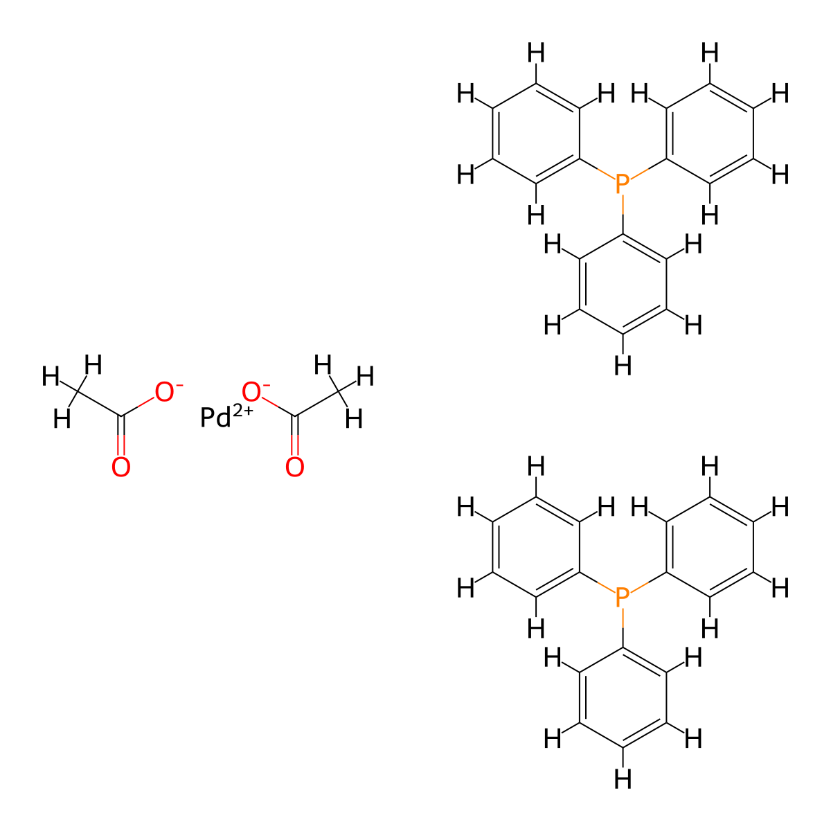 Bis(triphenylphosphinepalladium) acetate molecular structure, CAS 14588-08-0