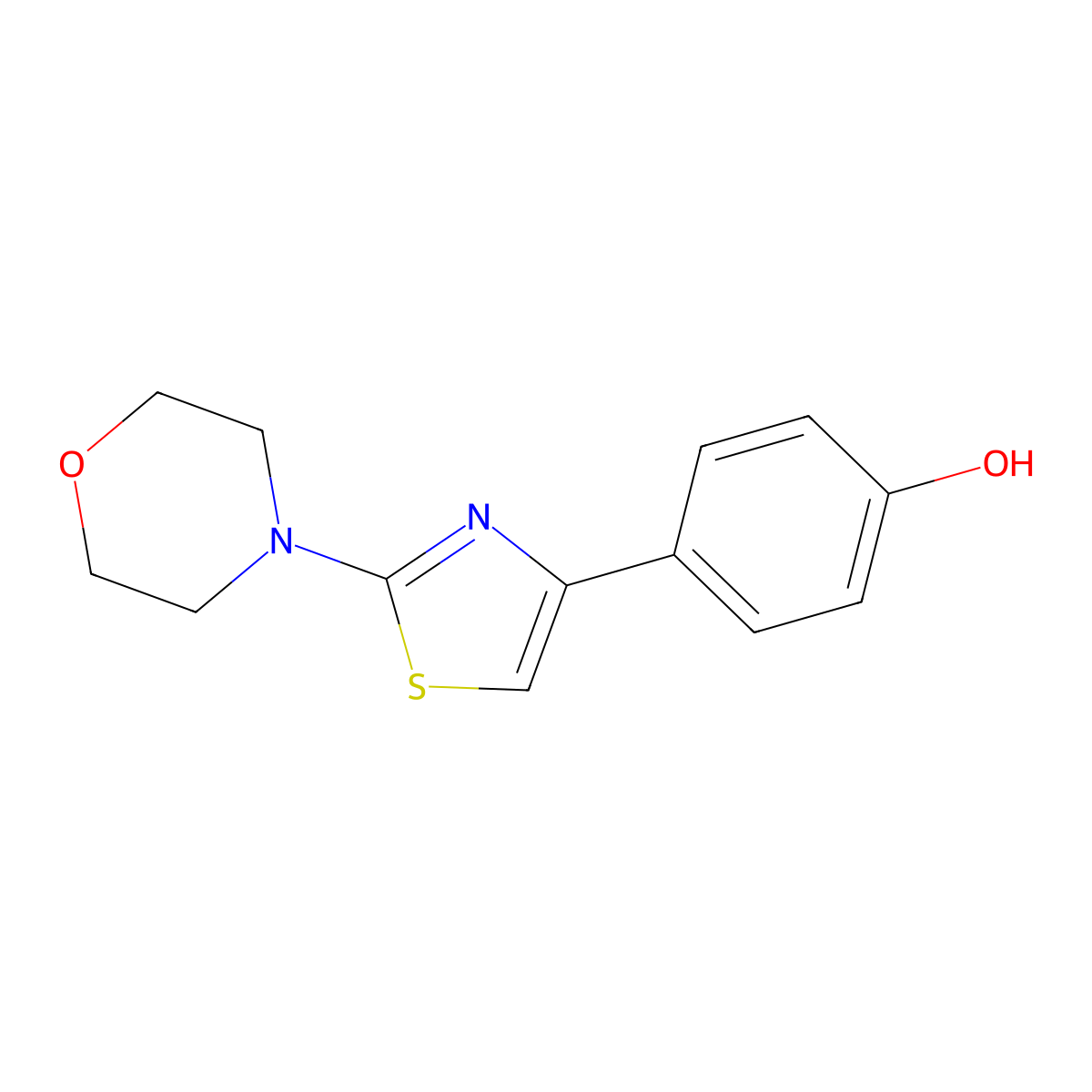 4-(2-Morpholinothiazol-4-YL)phenol molecular structure, CAS 145889-64-1