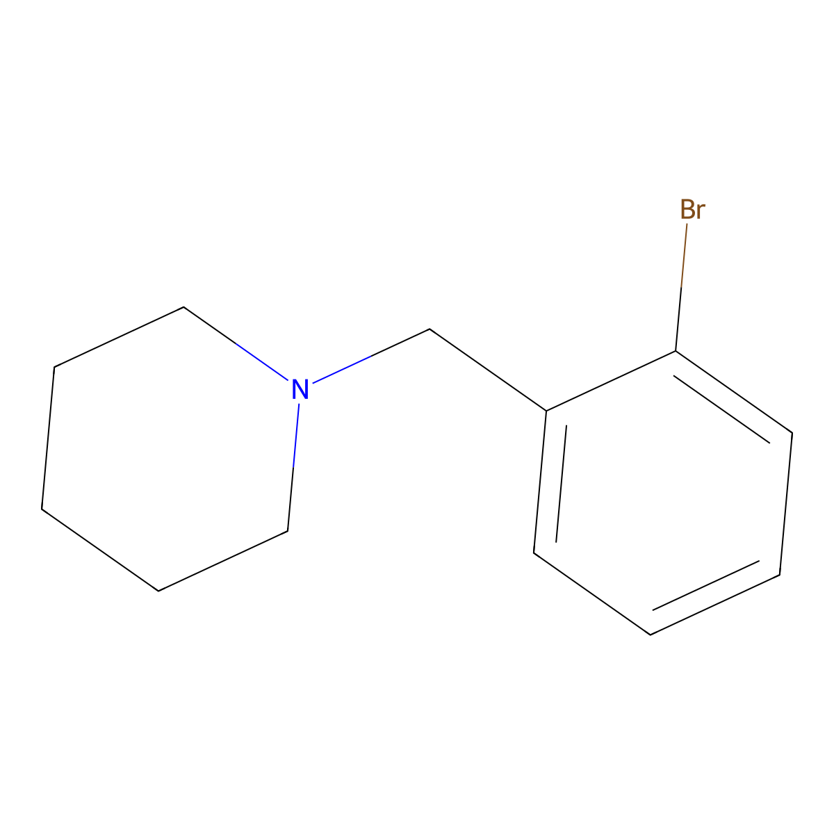 1-[(2-Bromophenyl)methyl]piperidine molecular structure, CAS 1459-22-9