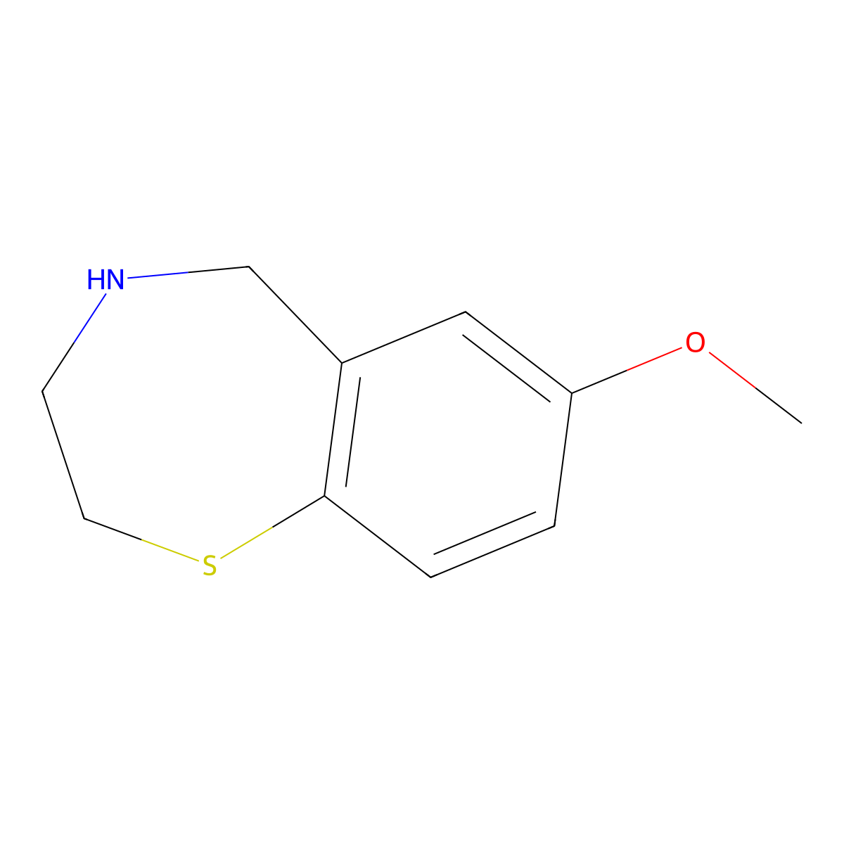 7-Methoxy-2,3,4,5-tetrahydro-1,4-benzothiazepine molecular structure, CAS 145903-31-7