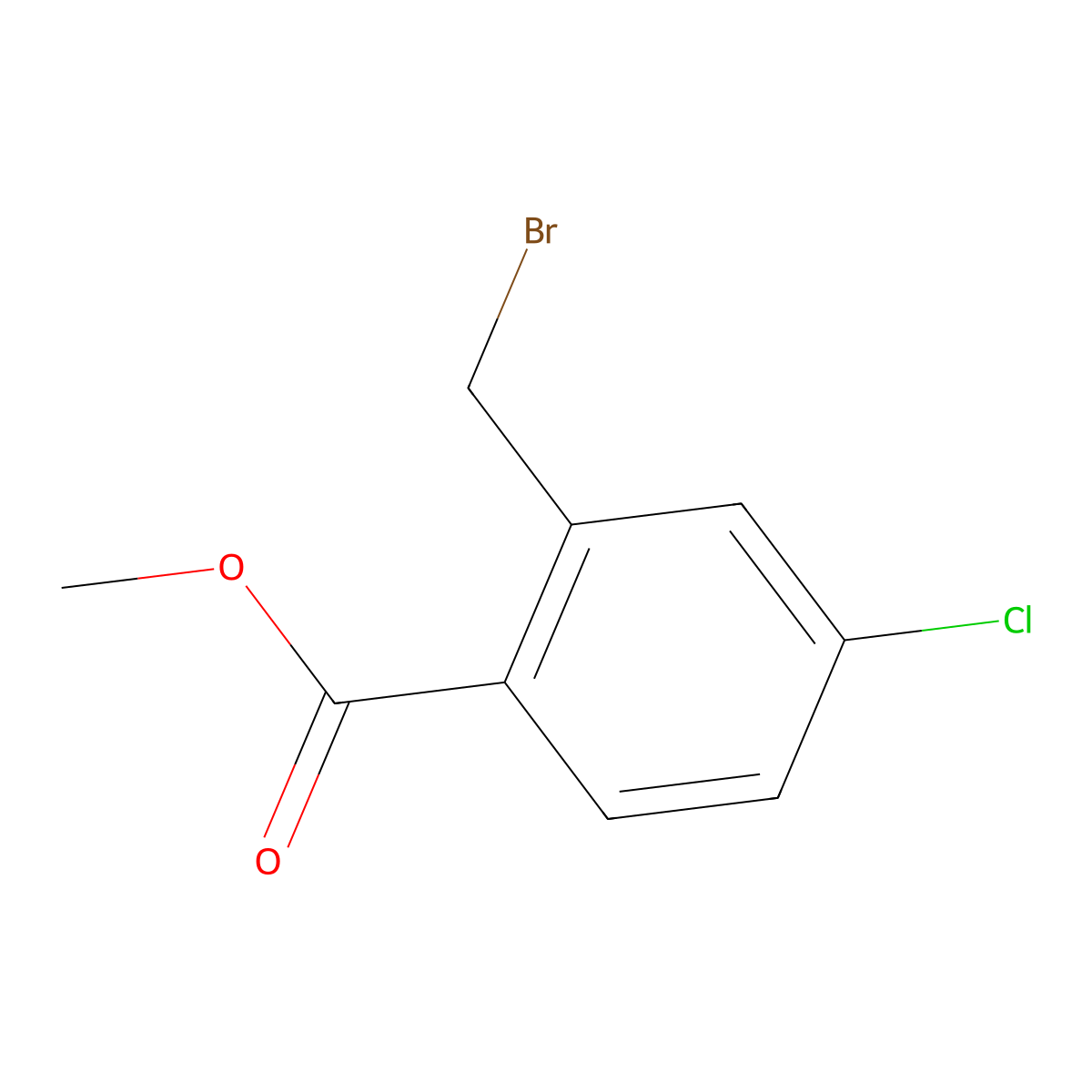 Methyl 2-(bromomethyl)-4-chlorobenzoate molecular structure, CAS 145908-29-8