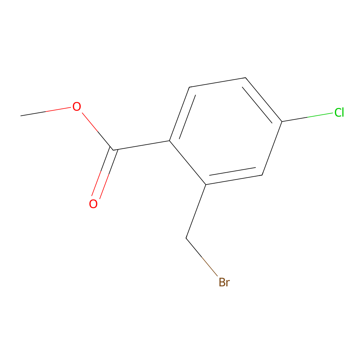 Methyl 2-(bromomethyl)-4-chlorobenzoate molecular structure, CAS 145908-29-8