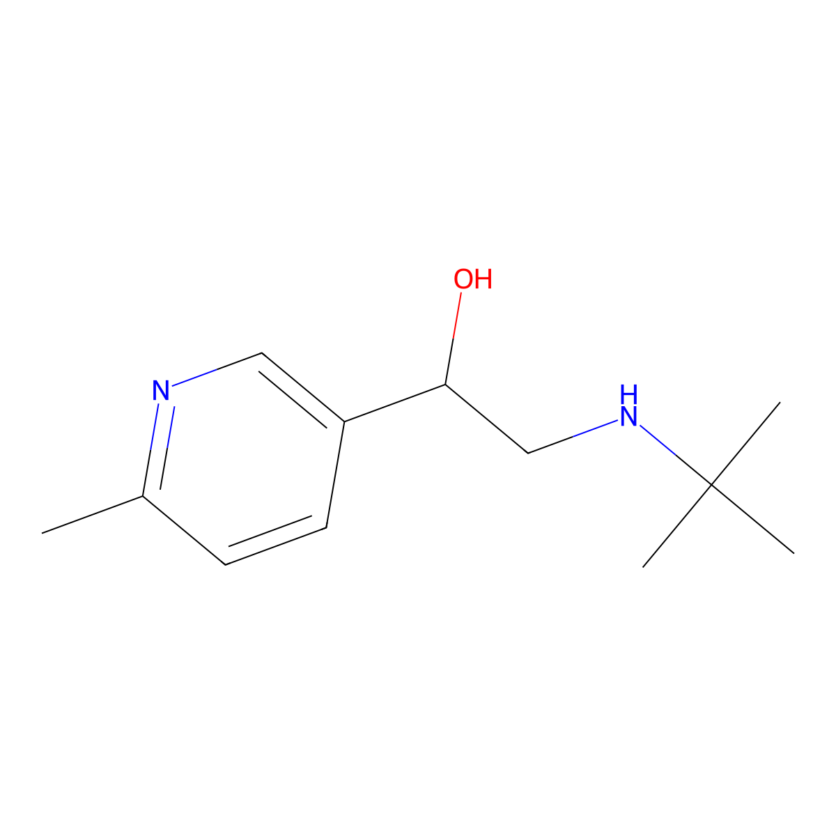2-(Tert-butylamino)-1-(6-methylpyridin-3-yl)ethanol molecular structure, CAS 145908-64-1