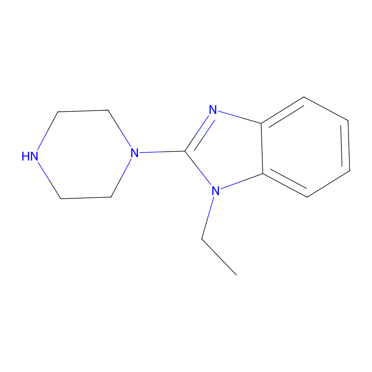 1H-Benzimidazole, 1-ethyl-2-(1-piperazinyl)- molecular structure, CAS 145909-56-4