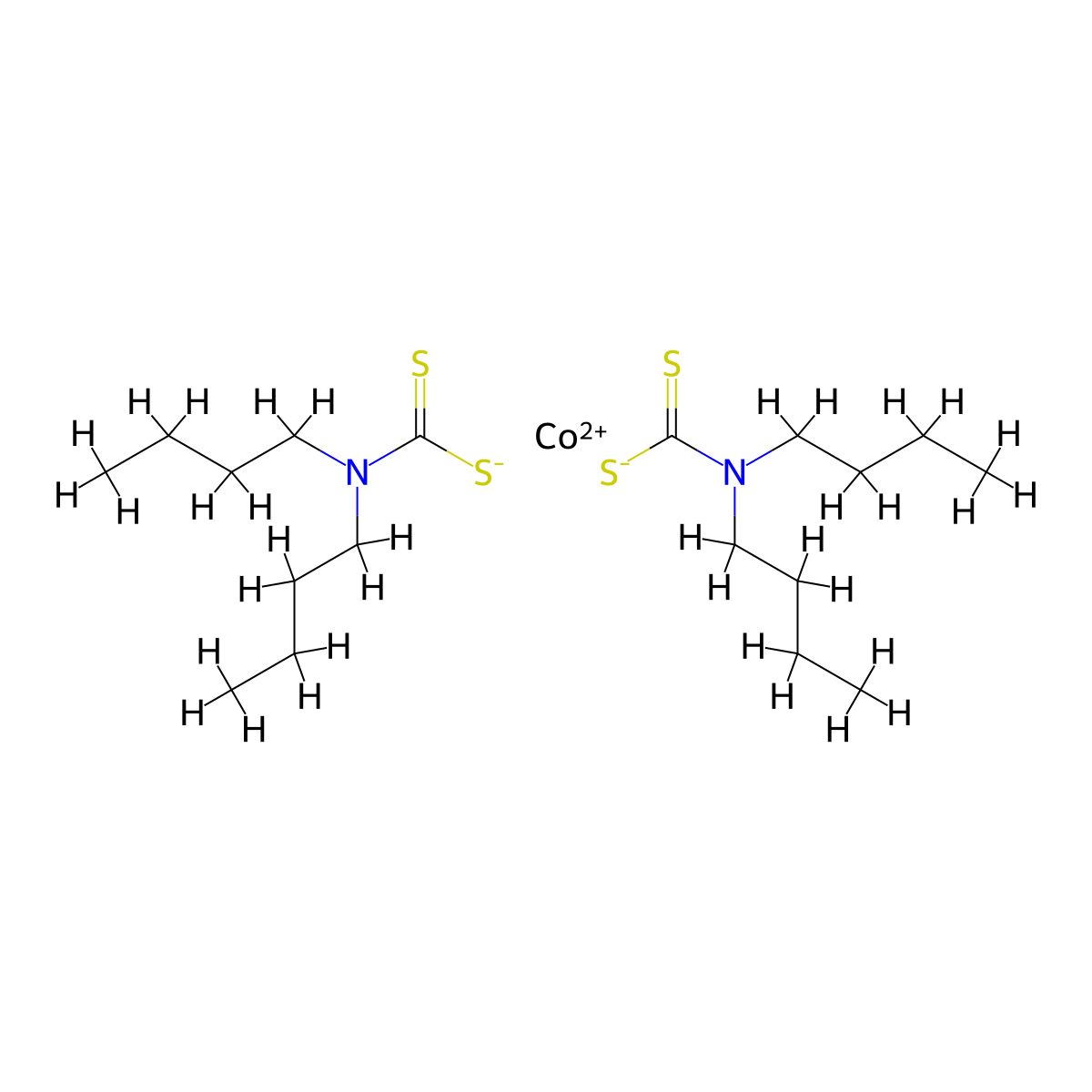 Bis(dibutyldithiocarbamato-S,S')cobalt molecular structure, CAS 14591-57-2