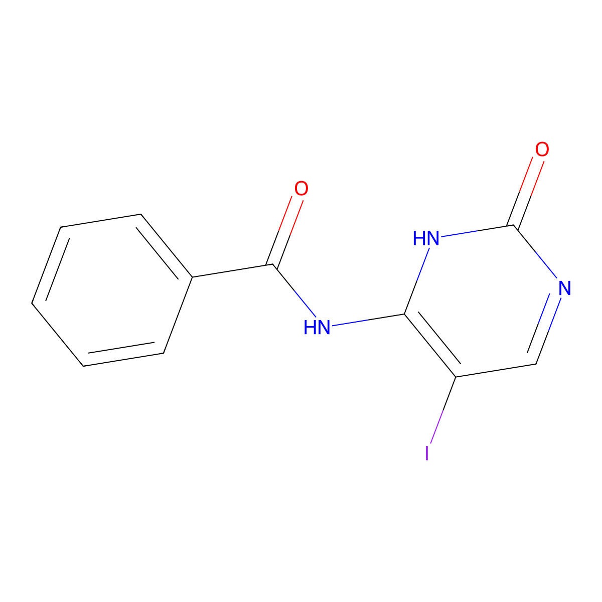 N-(5-iodo-2-oxo-1,2-dihydropyrimidin-4-yl)benzamide molecular structure, CAS 145913-85-5