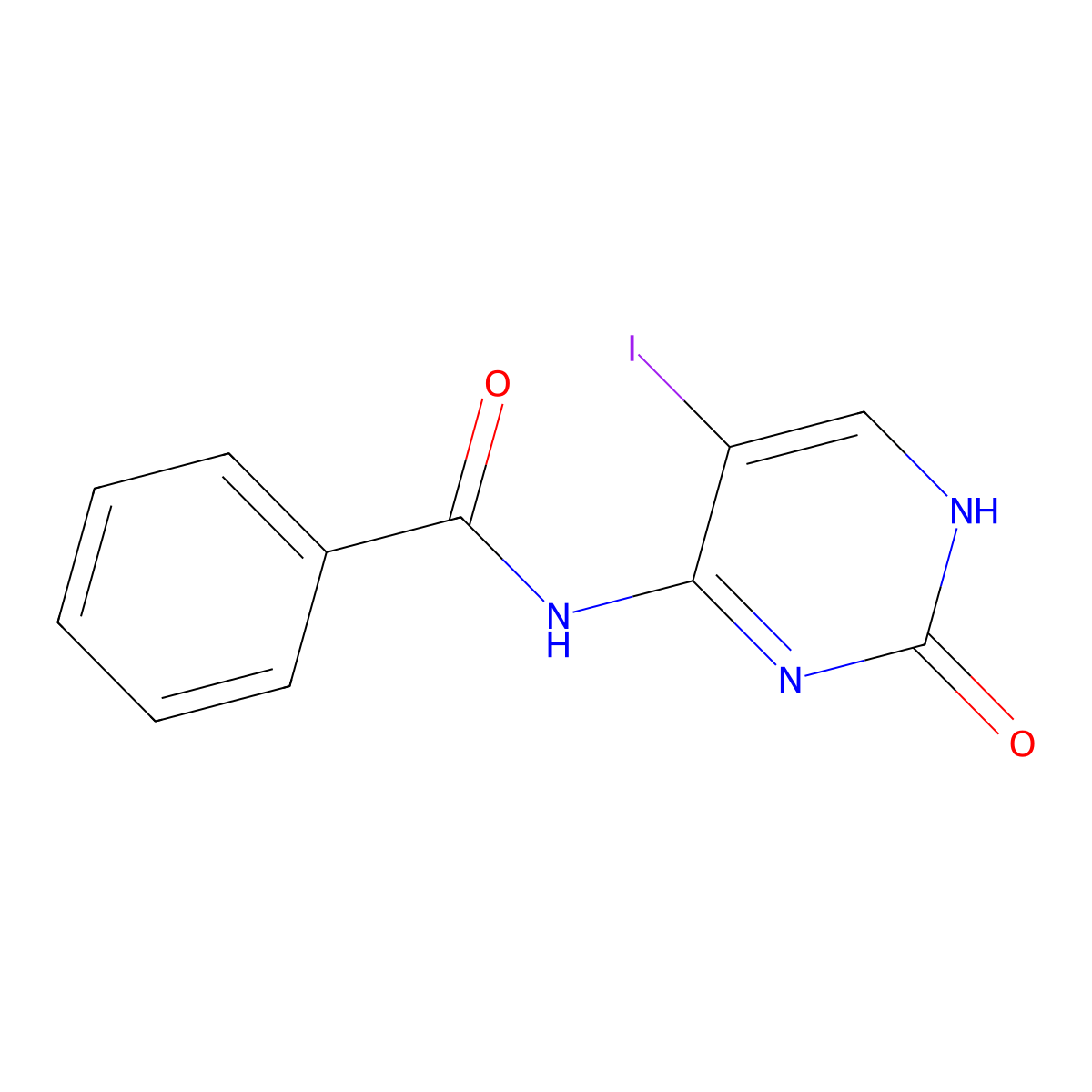 N-(5-iodo-2-oxo-1,2-dihydropyrimidin-4-yl)benzamide molecular structure, CAS 145913-85-5
