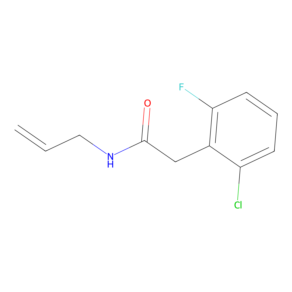 2-(2-chloro-6-fluorophenyl)-N-(prop-2-en-1-yl)acetamide molecular structure, CAS 1459139-50-4
