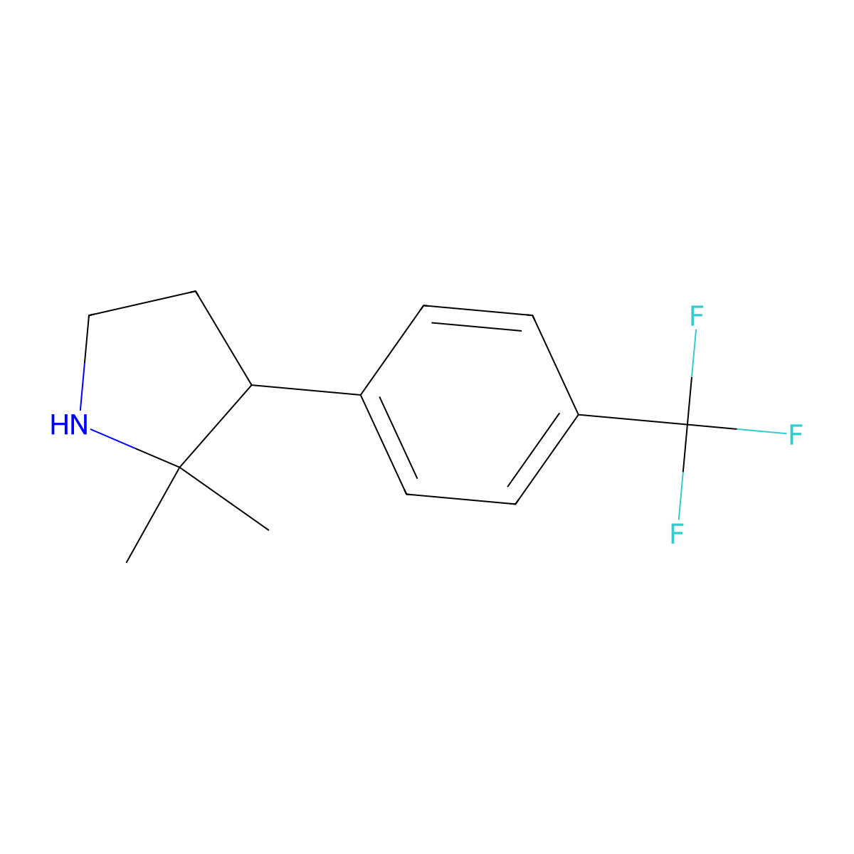 2,2-Dimethyl-3-[4-(trifluoromethyl)phenyl]pyrrolidine molecular structure, CAS 1459150-46-9