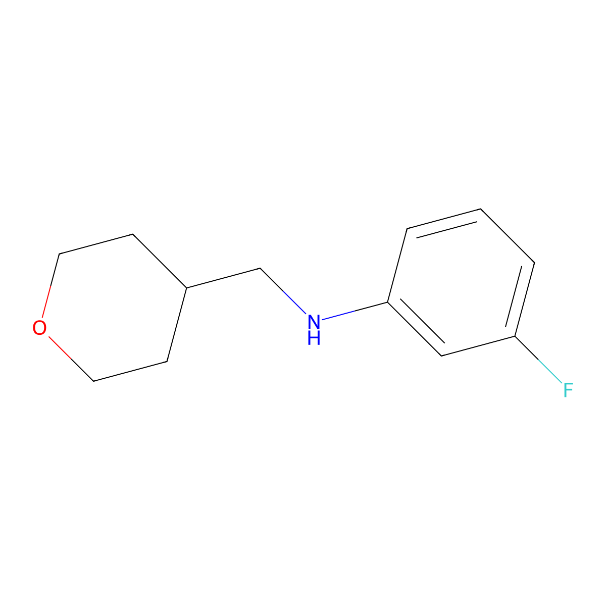 3-fluoro-N-[(oxan-4-yl)methyl]aniline molecular structure, CAS 1459156-56-9