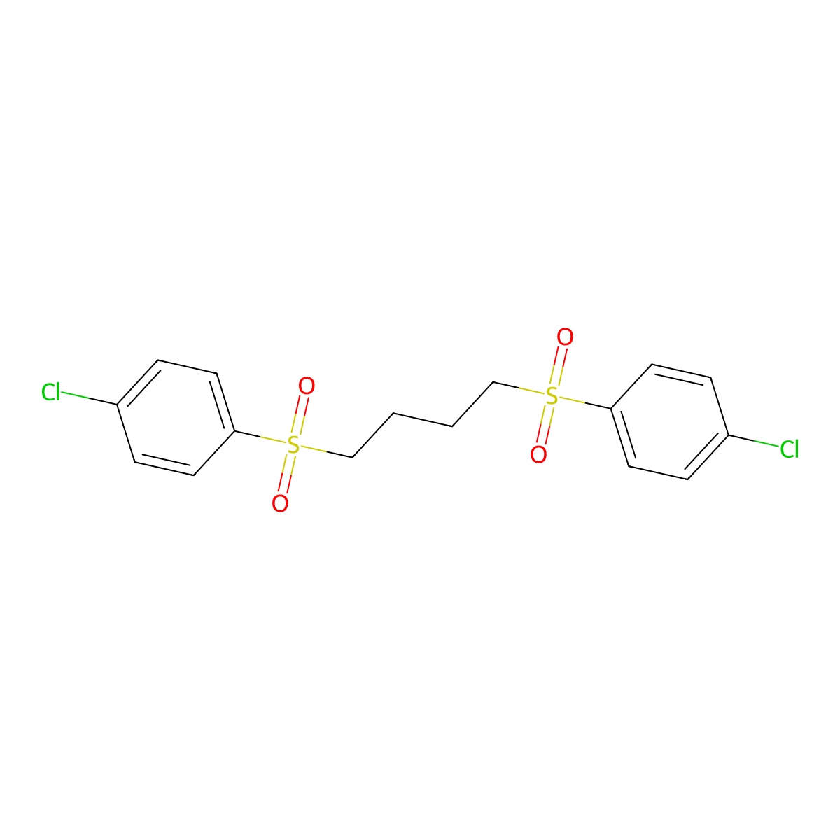 1-Chloro-4-[4-(4-chlorophenyl)sulfonylbutylsulfonyl]benzene molecular structure, CAS 145917-53-9