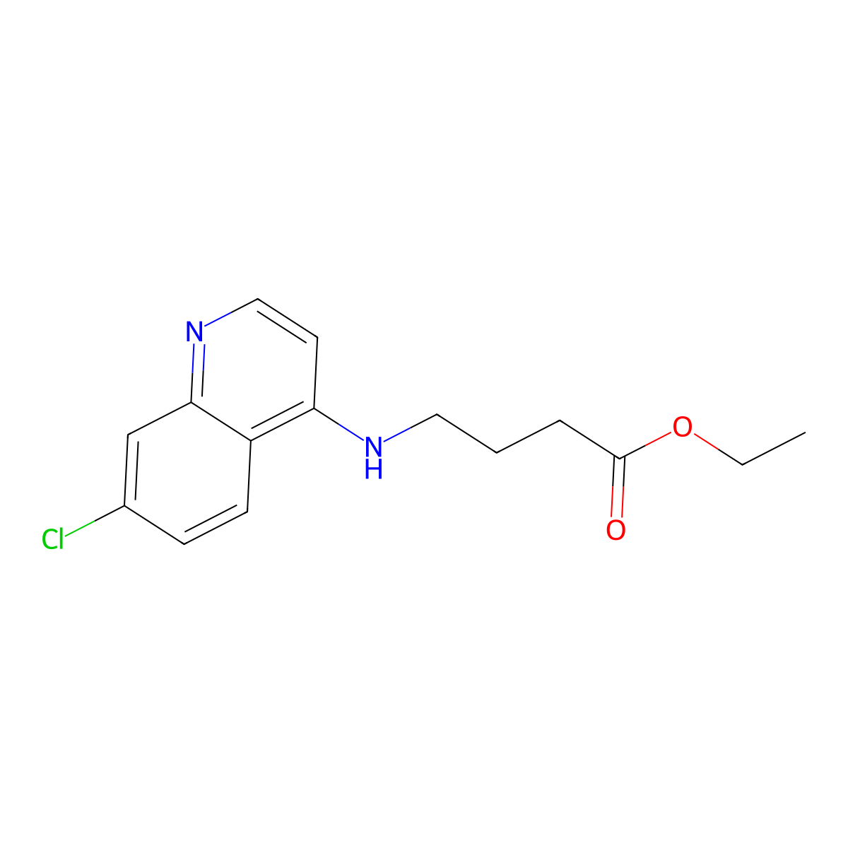 Ethyl 4-[(7-chloroquinolin-4-yl)amino]butanoate molecular structure, CAS 1459179-27-1
