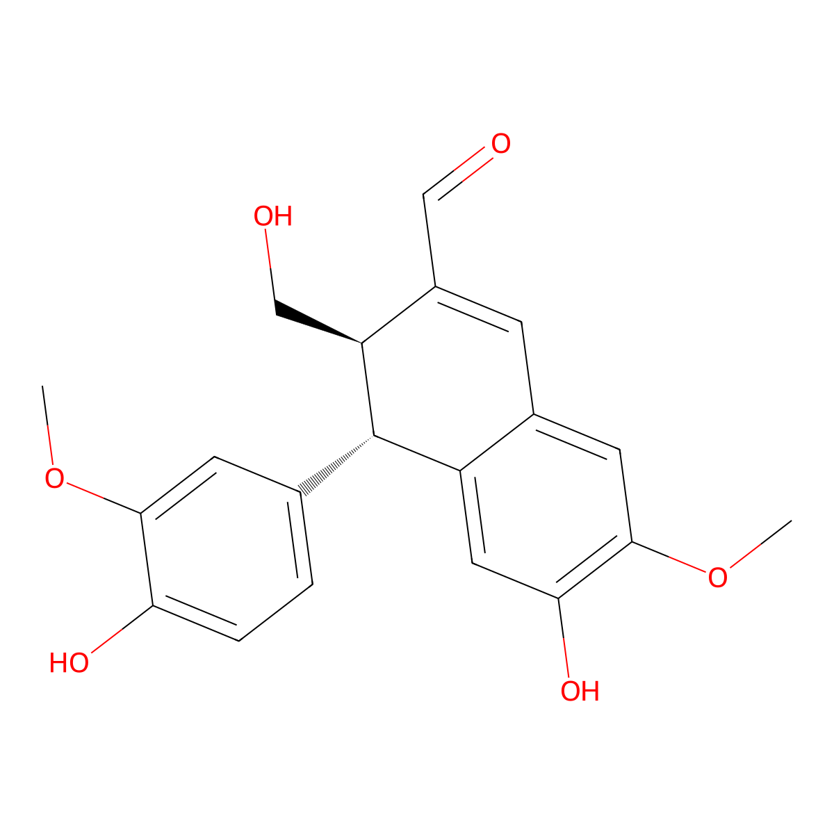 6-Hydroxy-4-(4-Hydroxy-3-Methoxyphenyl)-3-Hydroxymethyl-7-Methoxy-3,4-Dihydro-2-Naphthaldehyde molecular structure, CAS 145918-59-8