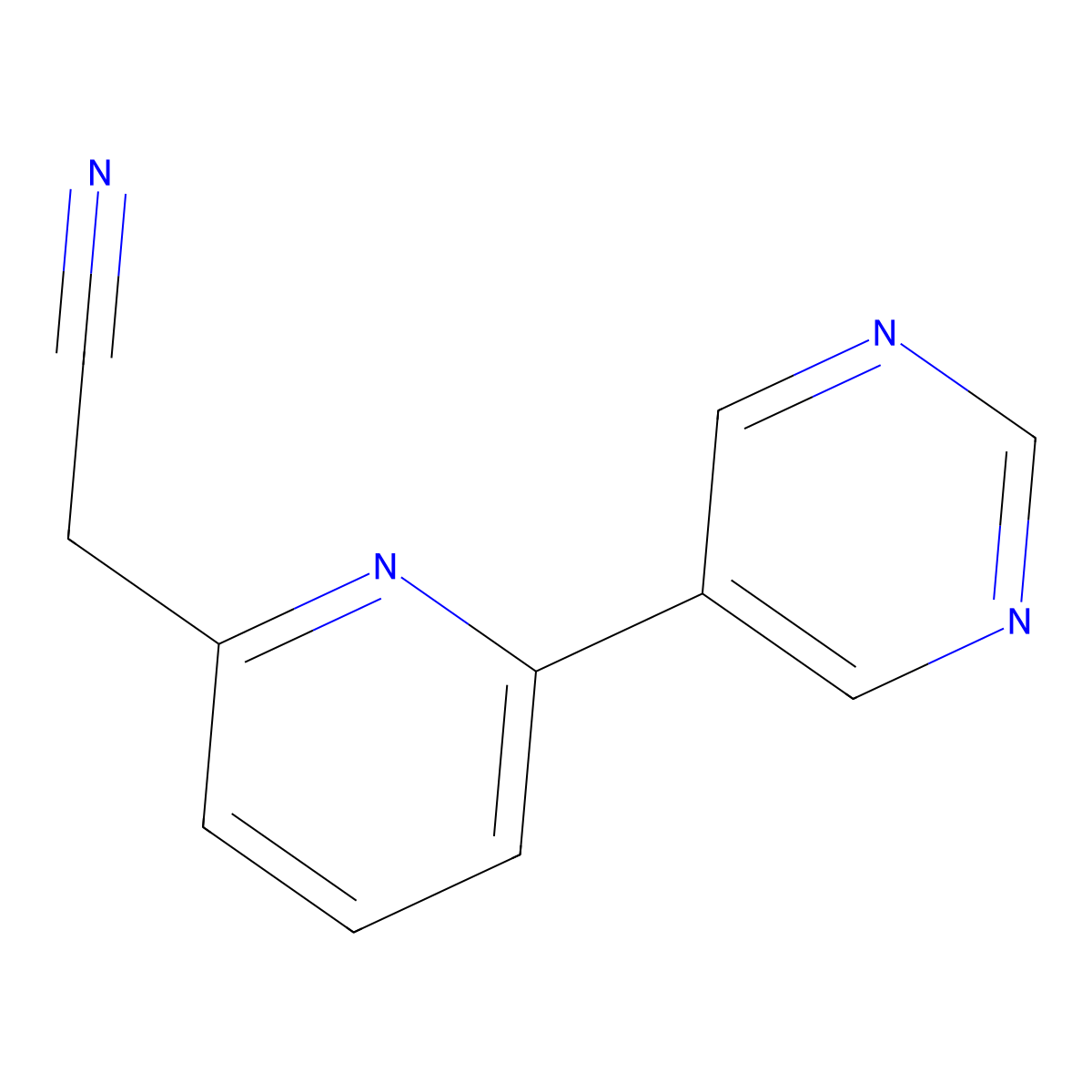(6-Pyrimidin-5-yl-pyridin-2-yl)-acetonitrile molecular structure, CAS 1459215-20-3