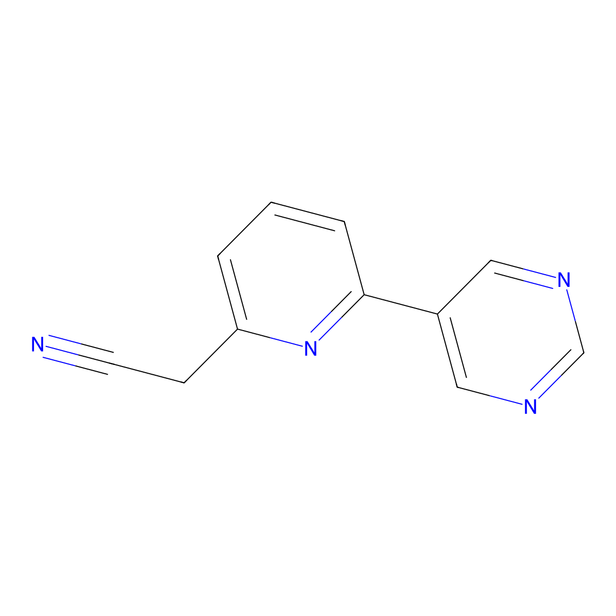 (6-Pyrimidin-5-yl-pyridin-2-yl)-acetonitrile molecular structure, CAS 1459215-20-3