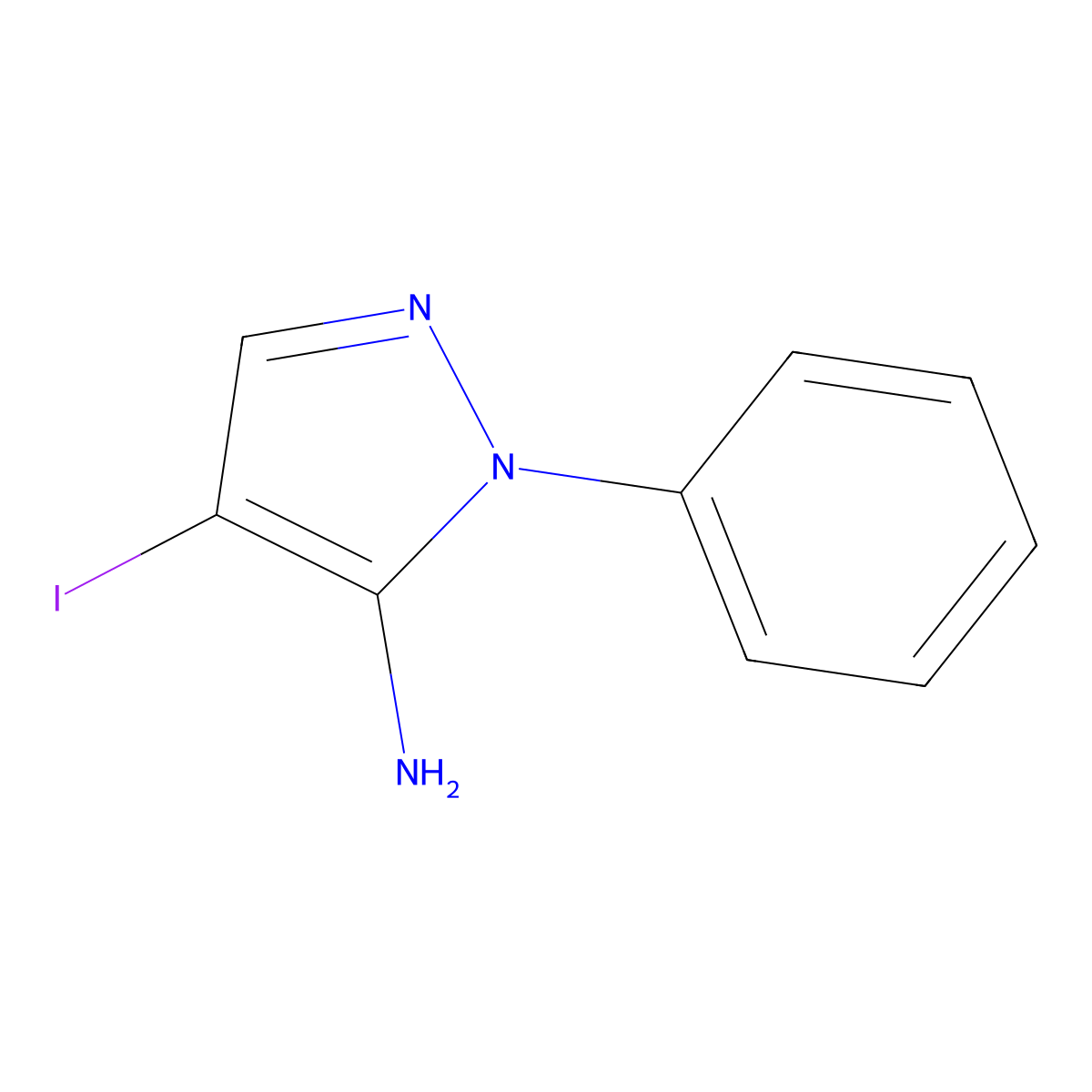 4-iodo-1-phenyl-1H-pyrazol-5-amine molecular structure, CAS 1459215-43-0