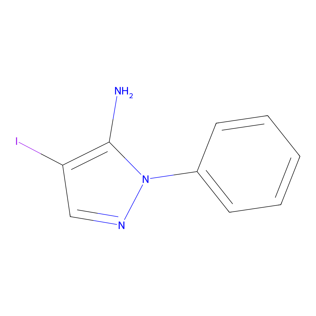 4-iodo-1-phenyl-1H-pyrazol-5-amine molecular structure, CAS 1459215-43-0