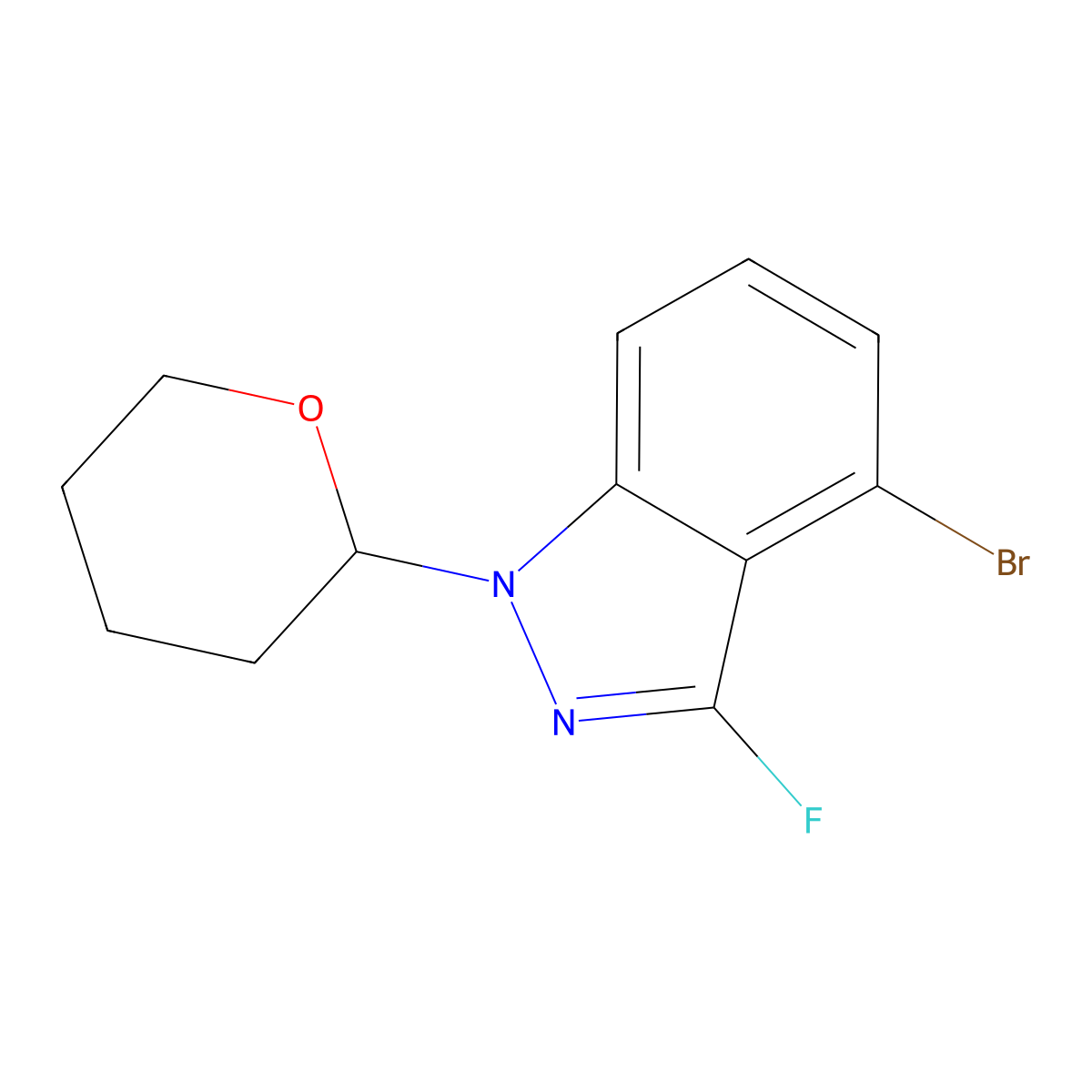 4-Bromo-3-fluoro-1-(tetrahydro-2H-pyran-2-YL)-1H-indazole molecular structure, CAS 1459253-61-2