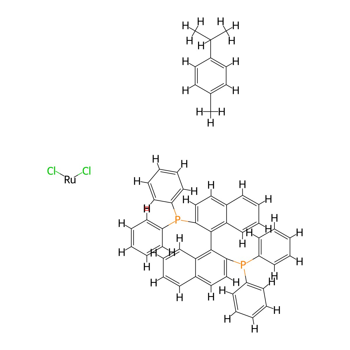 [(R)-(+)-2,2'-bis(diphenylphosphino)-1,1'-binaphthalen]chloro(p-cymene)rutheniumchloride molecular structure, CAS 145926-28-9