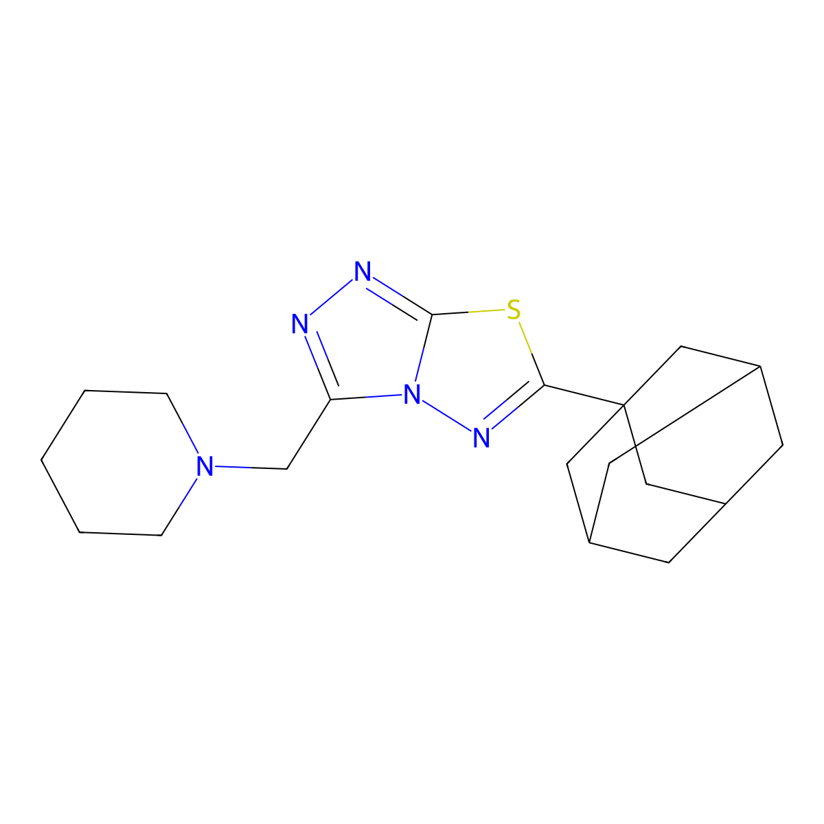 6-(1-Adamantyl)-3-(1-piperidinylmethyl)[1,2,4]triazolo[3,4-b][1,3,4]thiadiazole molecular structure, CAS 1459280-15-9