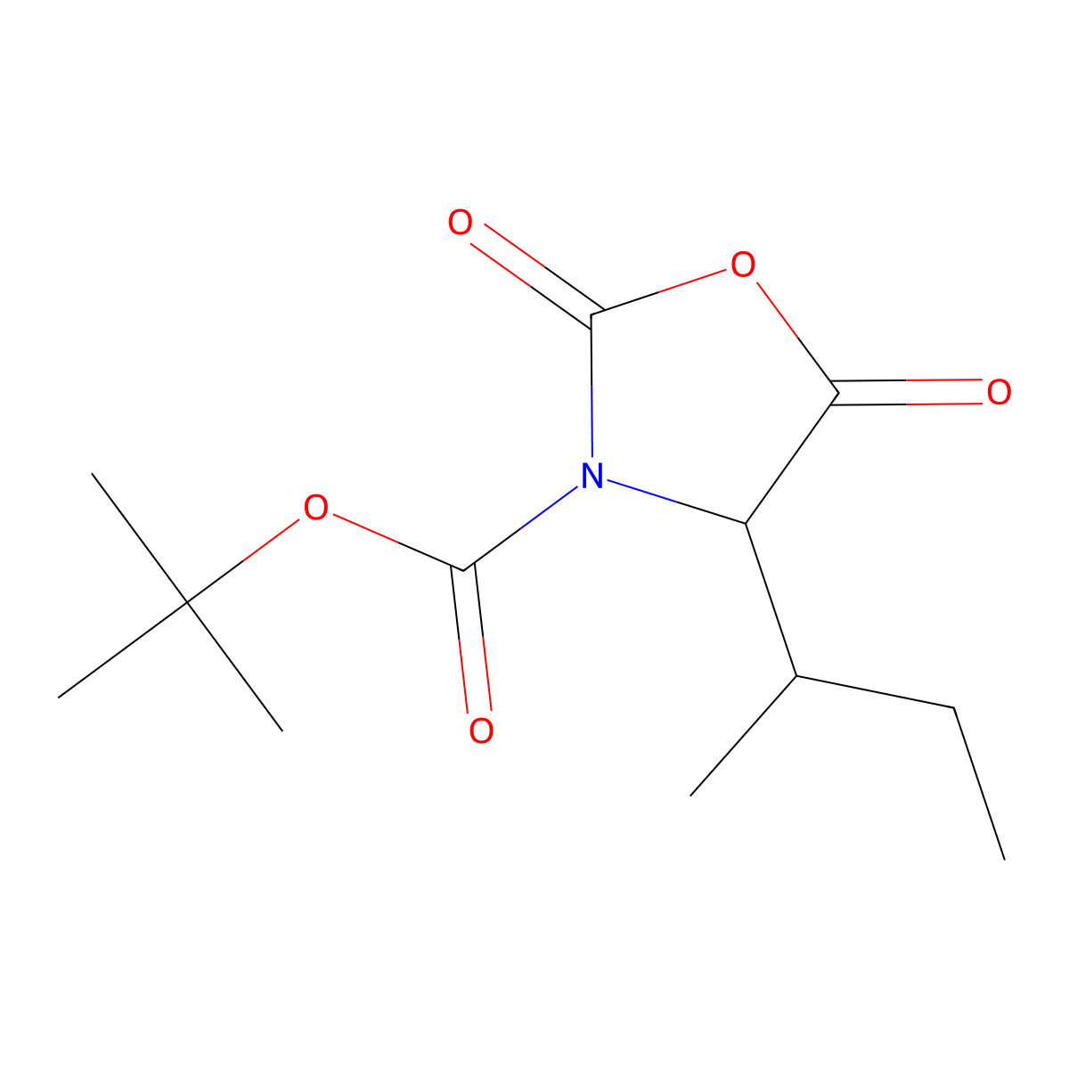 (S)-tert-Butyl 4-((S)-sec-butyl)-2,5-dioxooxazolidine-3-carboxylate molecular structure, CAS 145929-76-6
