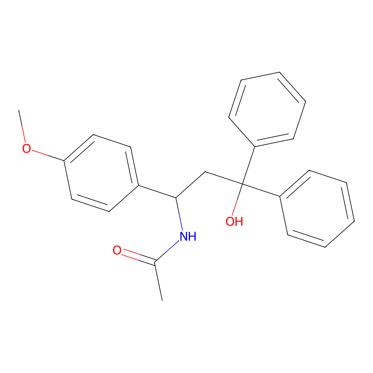 Acetamide, N-(3,3-diphenyl-3-hydroxy-1-(p-methoxyphenyl)propyl)- molecular structure, CAS 14593-00-1