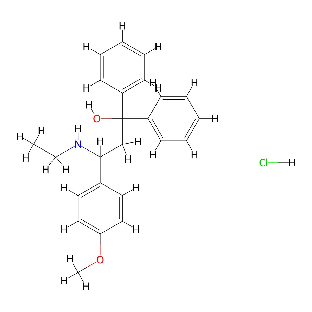 Benzhydrol, alpha-(2-(4-anisyl)-2-(ethylamino)ethyl)-, hydrochloride molecular structure, CAS 14593-14-7