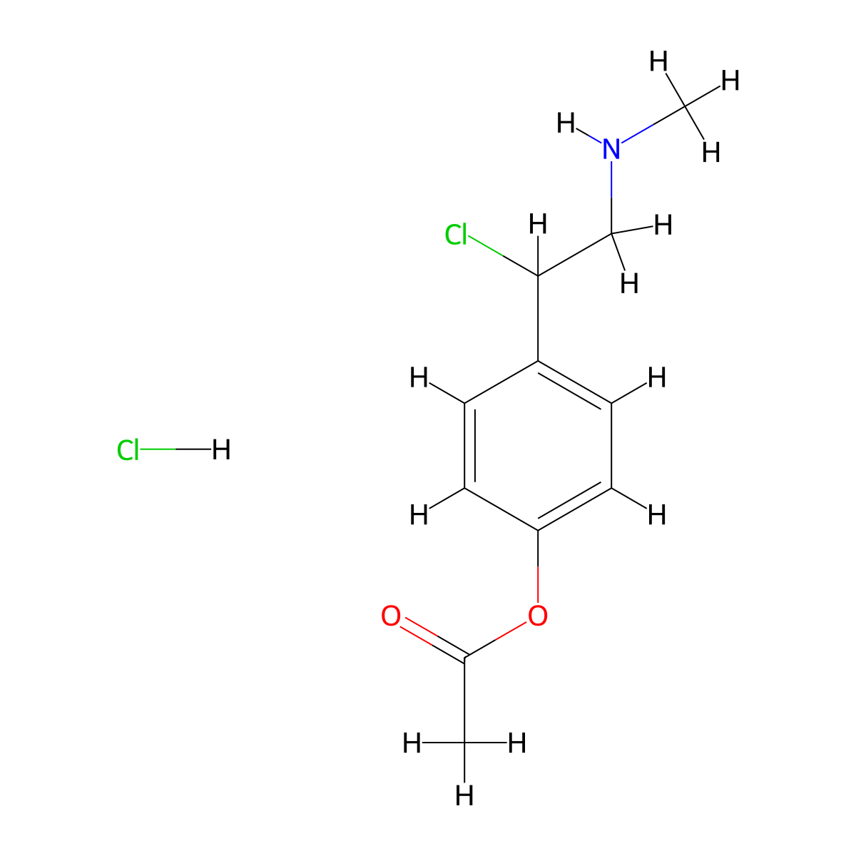 2-(4-Acetoxyphenyl)-2-chloro-N-methylethylamine molecular structure, CAS 14593-25-0